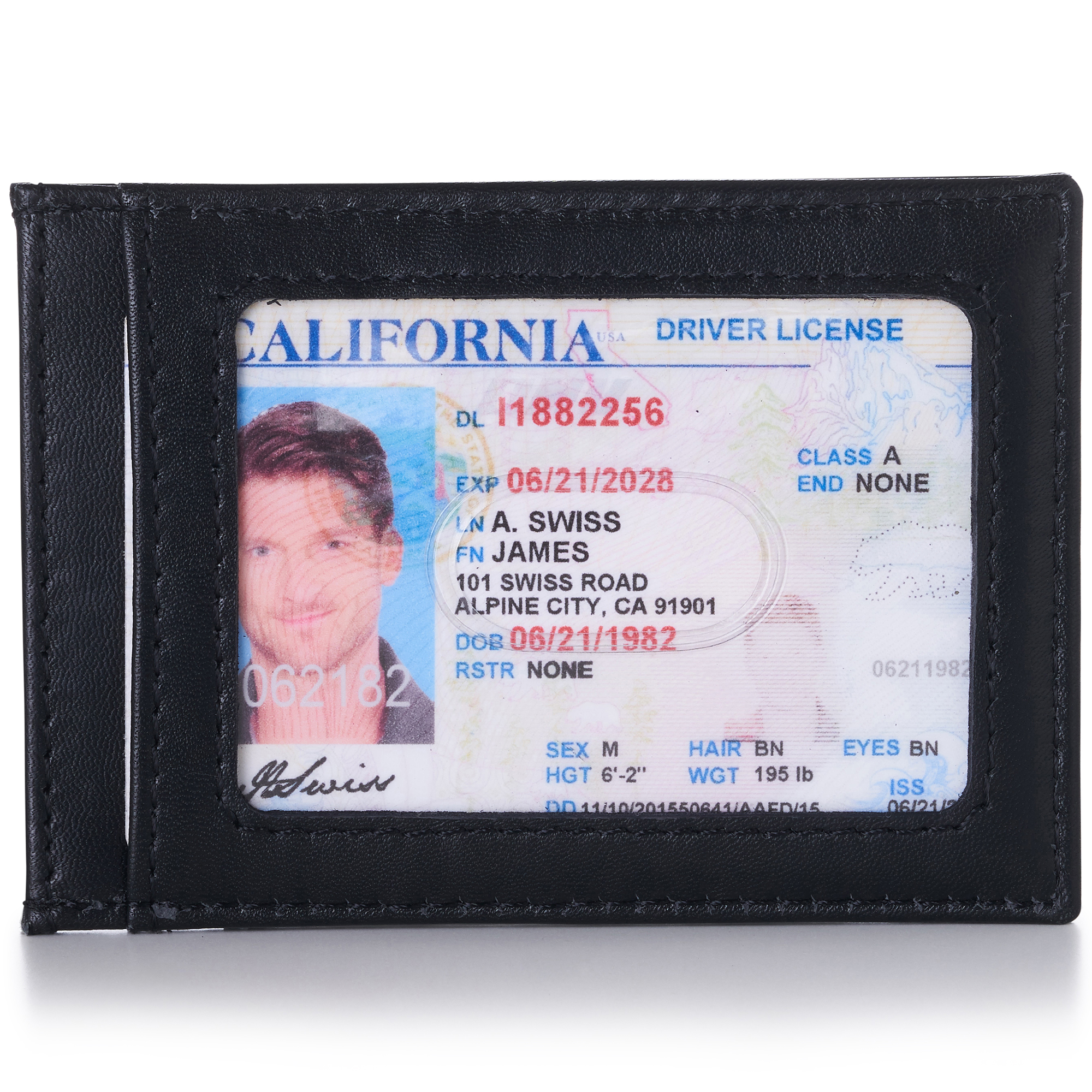 Alpine Swiss Mens Leather Wallet Money Clip Bifold Trifold Front Pocket